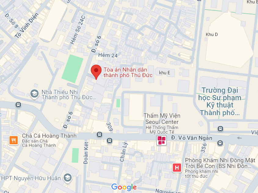 Số điện thoại và địa chỉ Tòa án nhân dân Thành phố Thủ Đức tại Đường Số 6